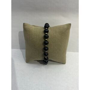 14k Yellow Gold & Polished Black Onyx Bracelet